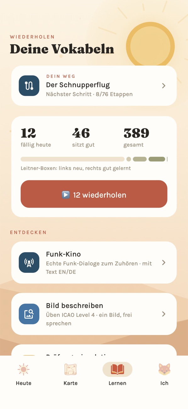 Rufo: Vokabeln wiederholen, Funk-Kino und Bild beschreiben für ICAO Level 4